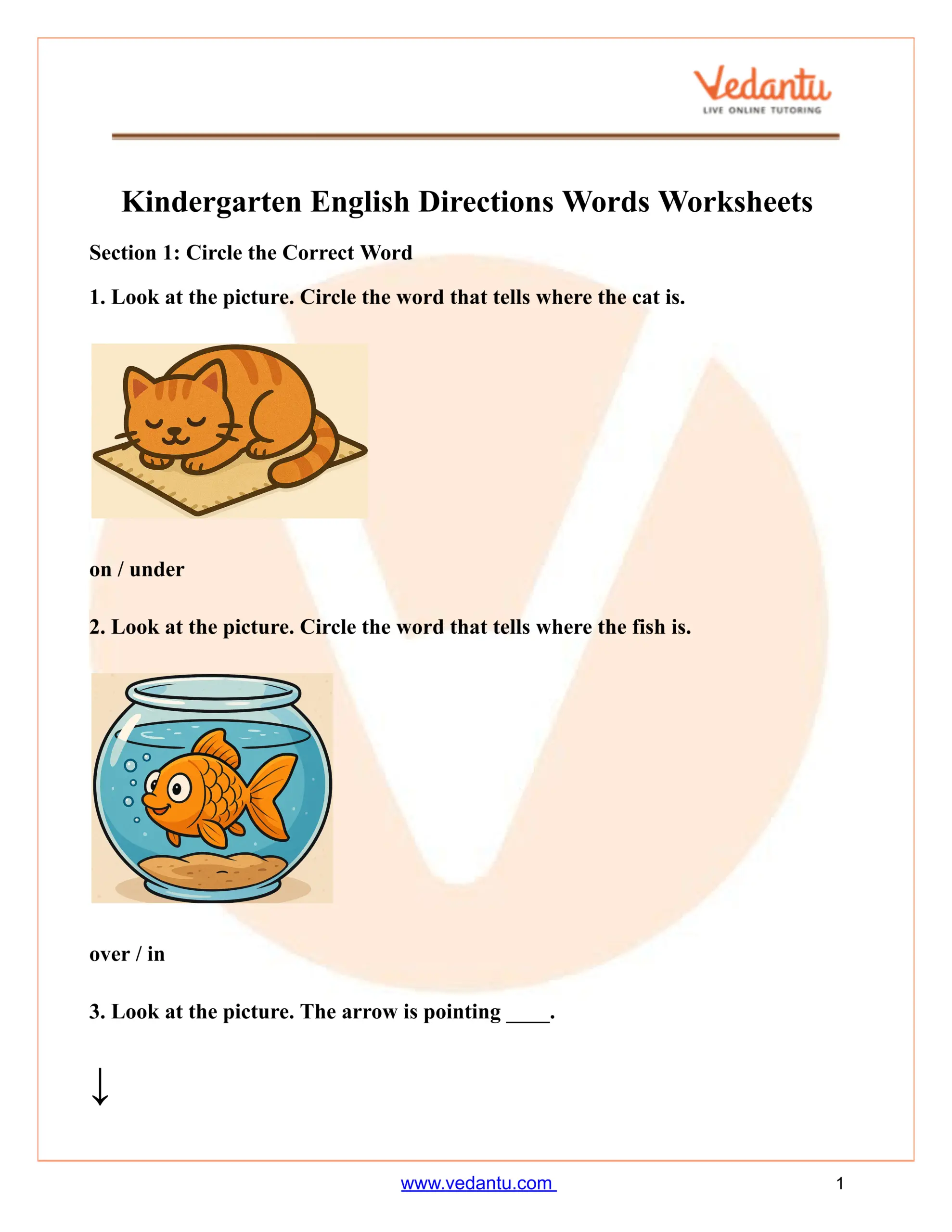 Kindergarten Directions Words Worksheet PDF Free Printable Kindergarten Directions Words Worksheet PDF Free Printable