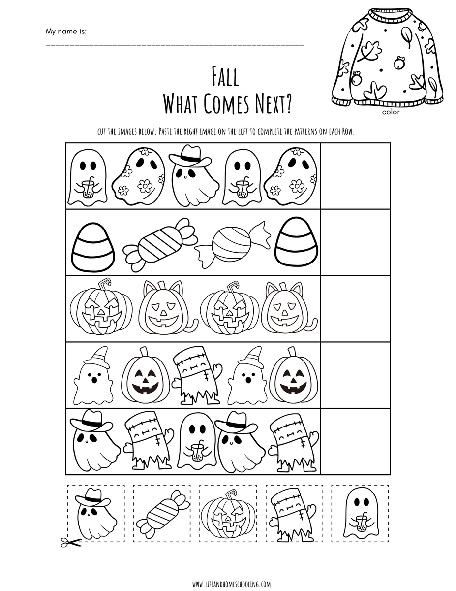 Kindergarten Fall Pattern Worksheet Made By Teachers
