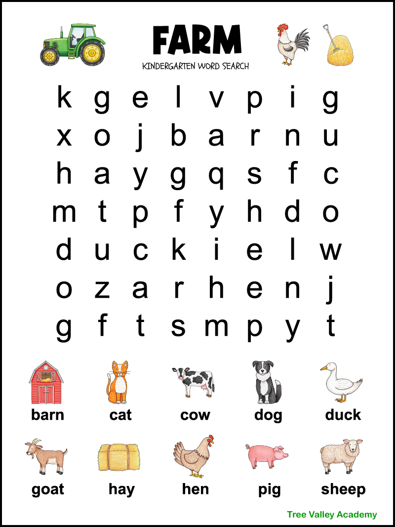 Spring Word Search For Kindergarten Tree Valley Academy