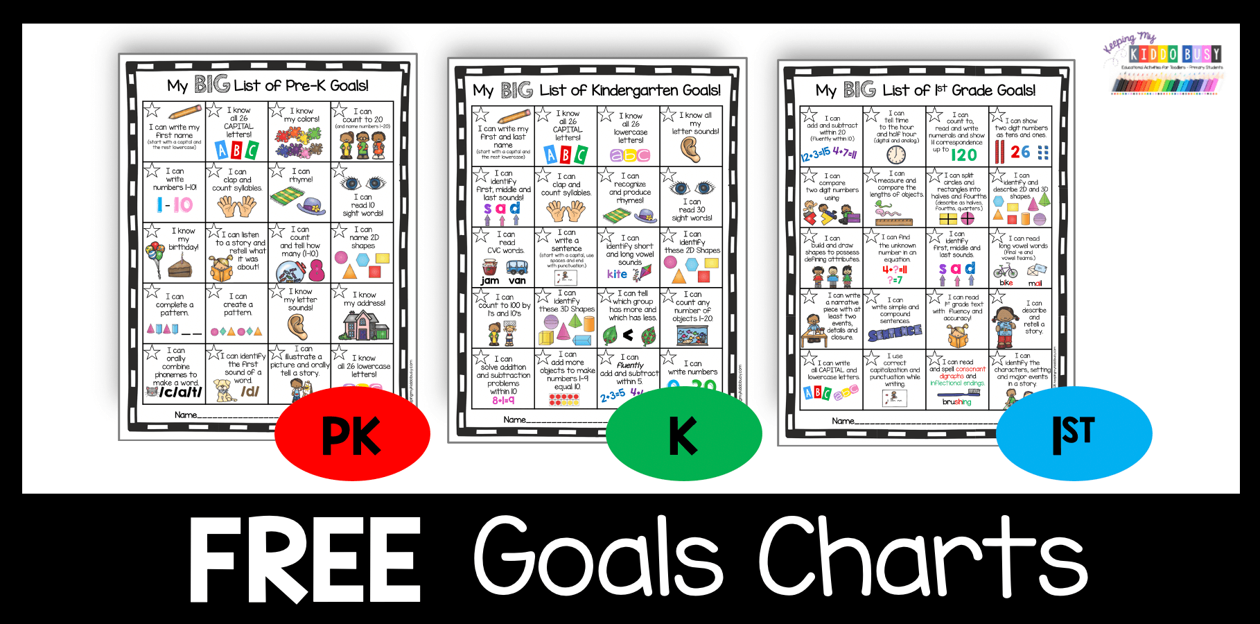 Kindergarten Goal Chart FREEBIE Keeping My Kiddo Busy