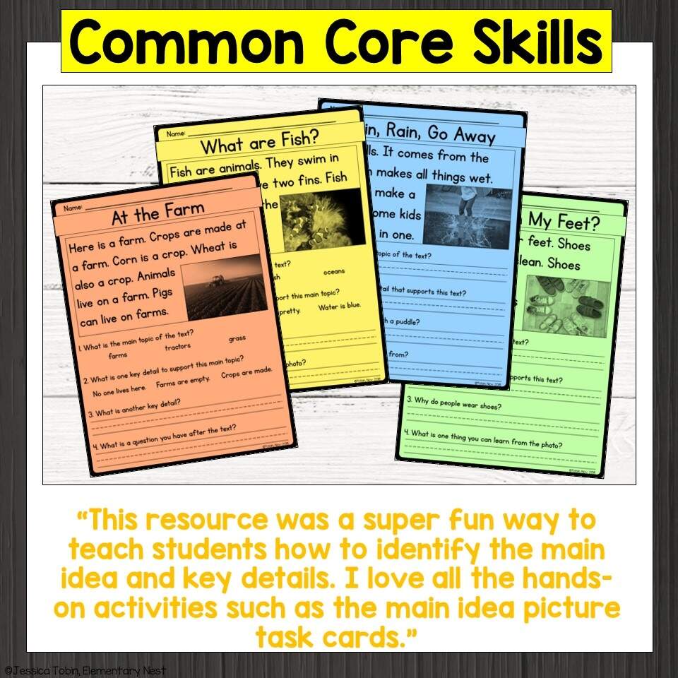 Kindergarten Main Topic And Key Details Worksheets RI K 2