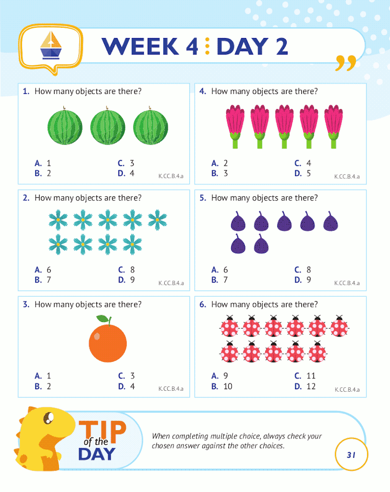 Kindergarten Math Common Core Workbook Daily Practice ArgoPrep