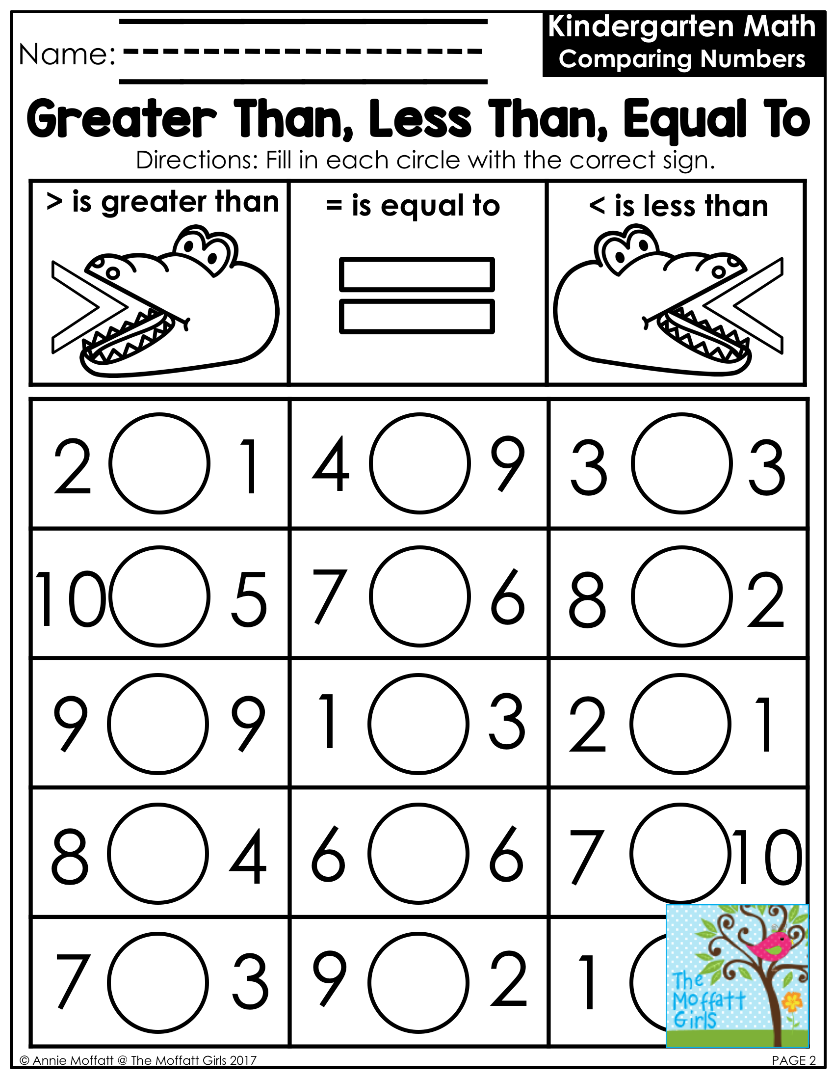 Kindergarten Math Comparing Numbers