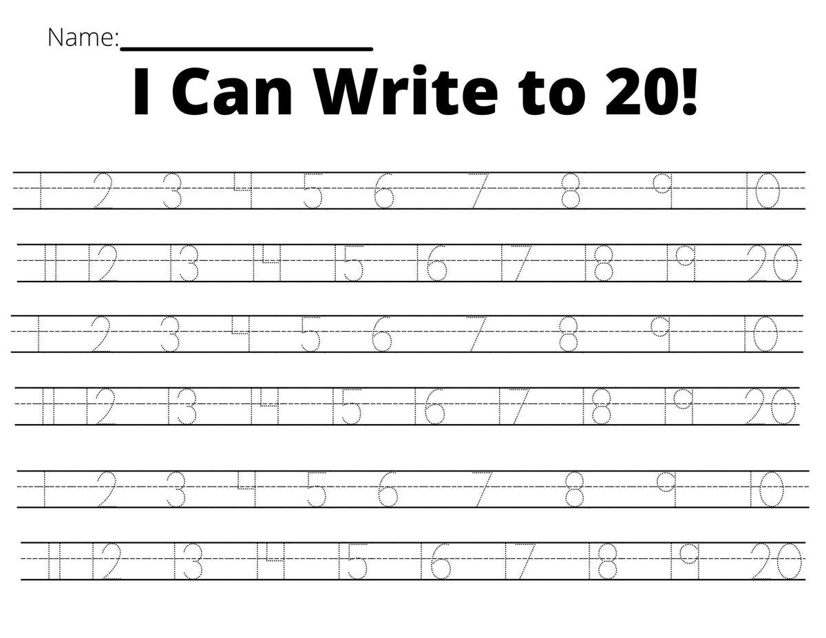 Kindergarten Math Number Writing Practice To 20 Trace Number To 20 Preschool Math Math Worksheet Etsy Tracing Numbers 1 10 Worksheets Free Printable Pdfs Teach Prints