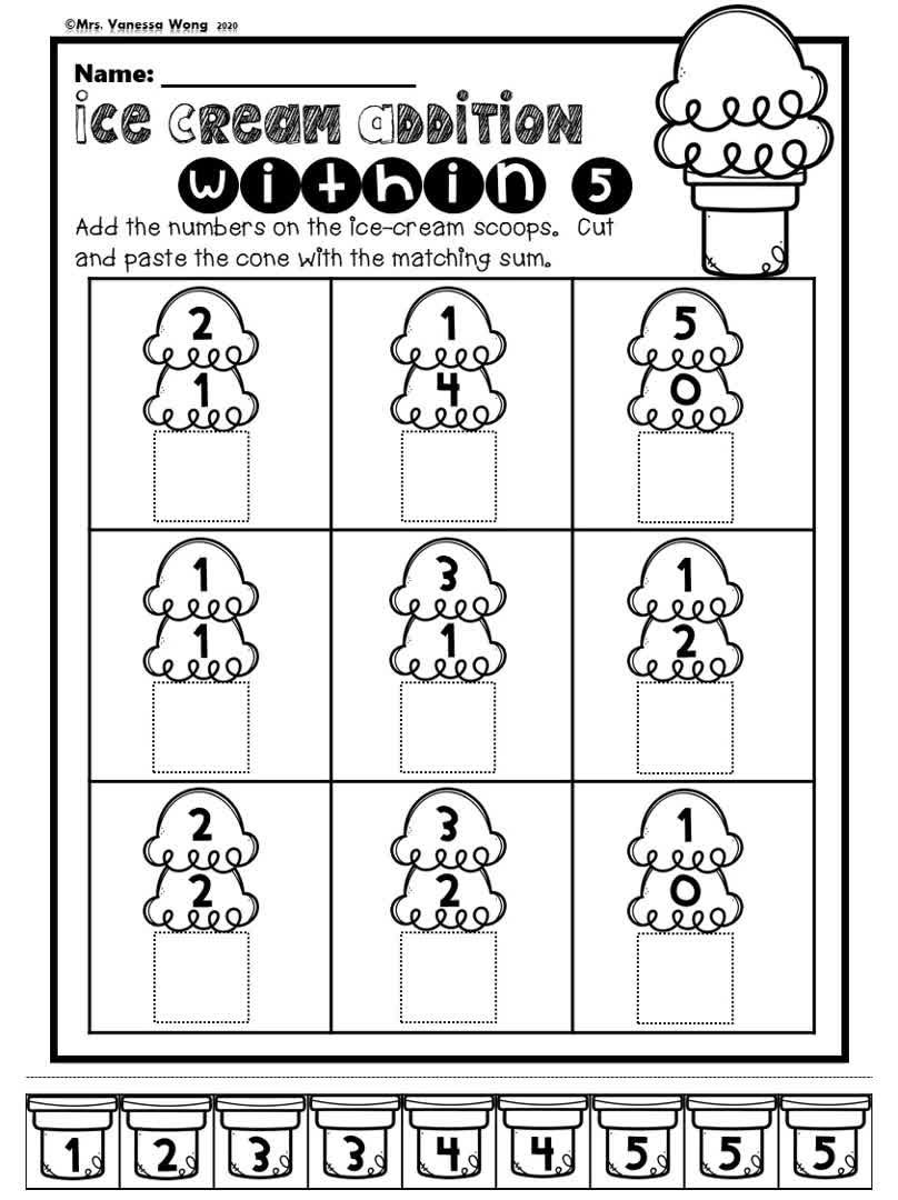 Kindergarten Math Worksheets Addition Cut And Paste Distance Learning Kindergarten Math Worksheets Addition Cut And Paste Distance Learning