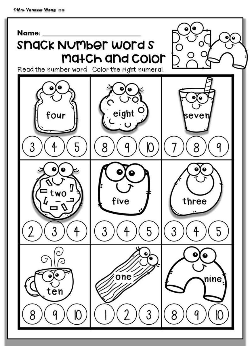 Kindergarten Math Worksheets Numbers 1 10 Number Words PDF Etsy Finland