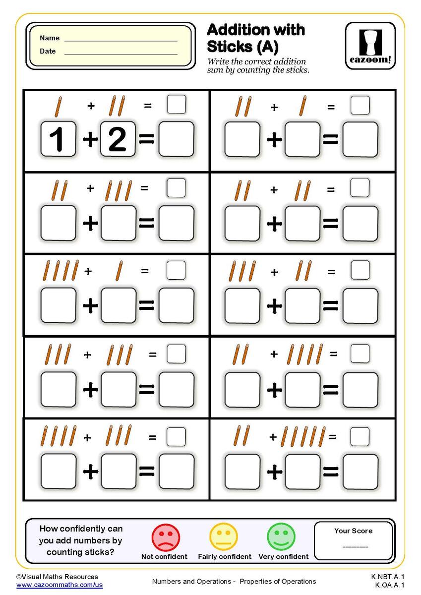 Addition Worksheets For Kindergarten