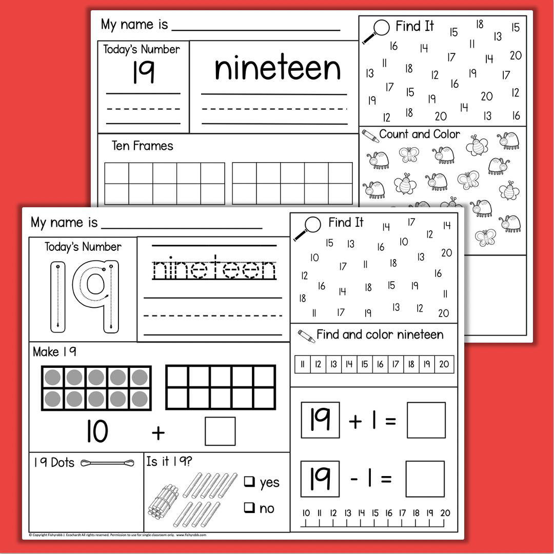 Kindergarten Number Of The Day Worksheets 1 To 20 Made By Teachers