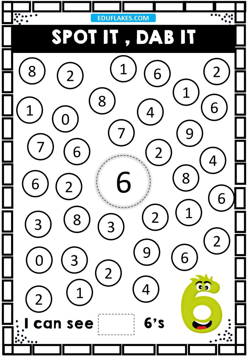 Kindergarten Number Recognition Worksheets 1 To 10 Free PDF Eduflakes Dot The Number Worksheets