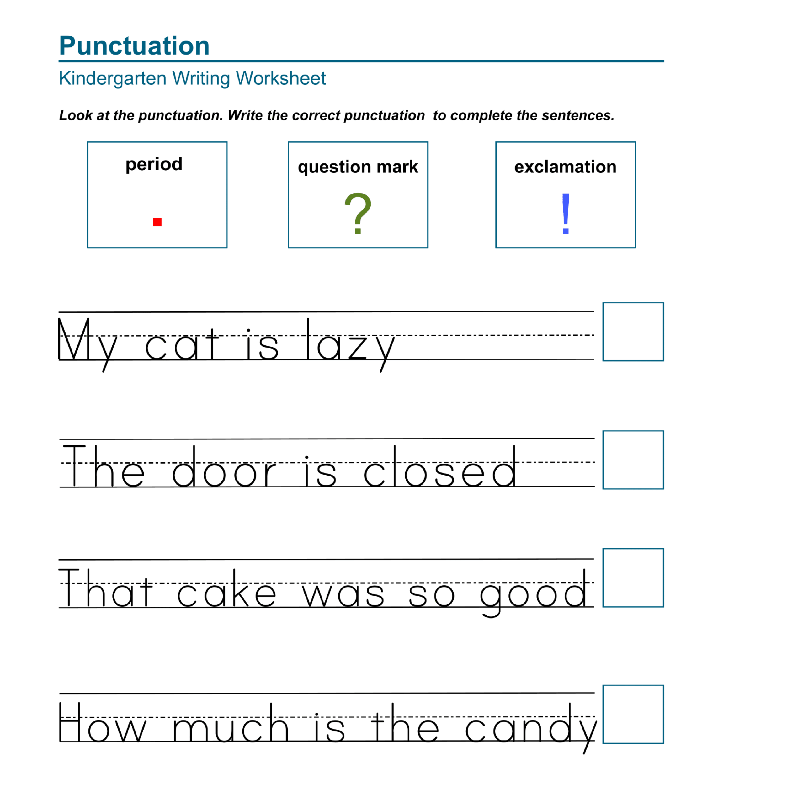 Kindergarten Punctuation Worksheets Made By Teachers Kindergarten Punctuation Worksheets Made By Teachers