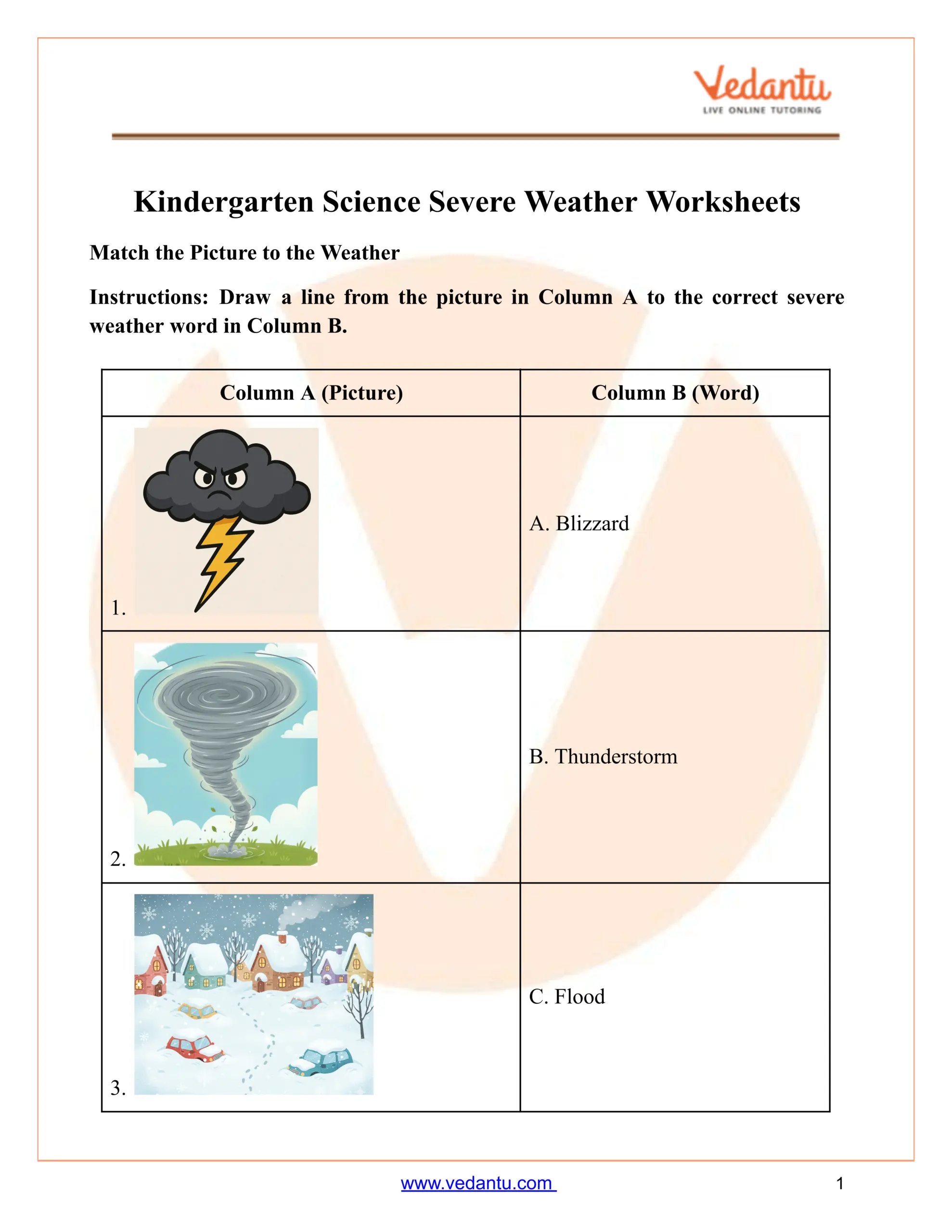 Kindergarten Severe Weather Worksheet Free Printable Science Kindergarten Severe Weather Worksheet Free Printable Science