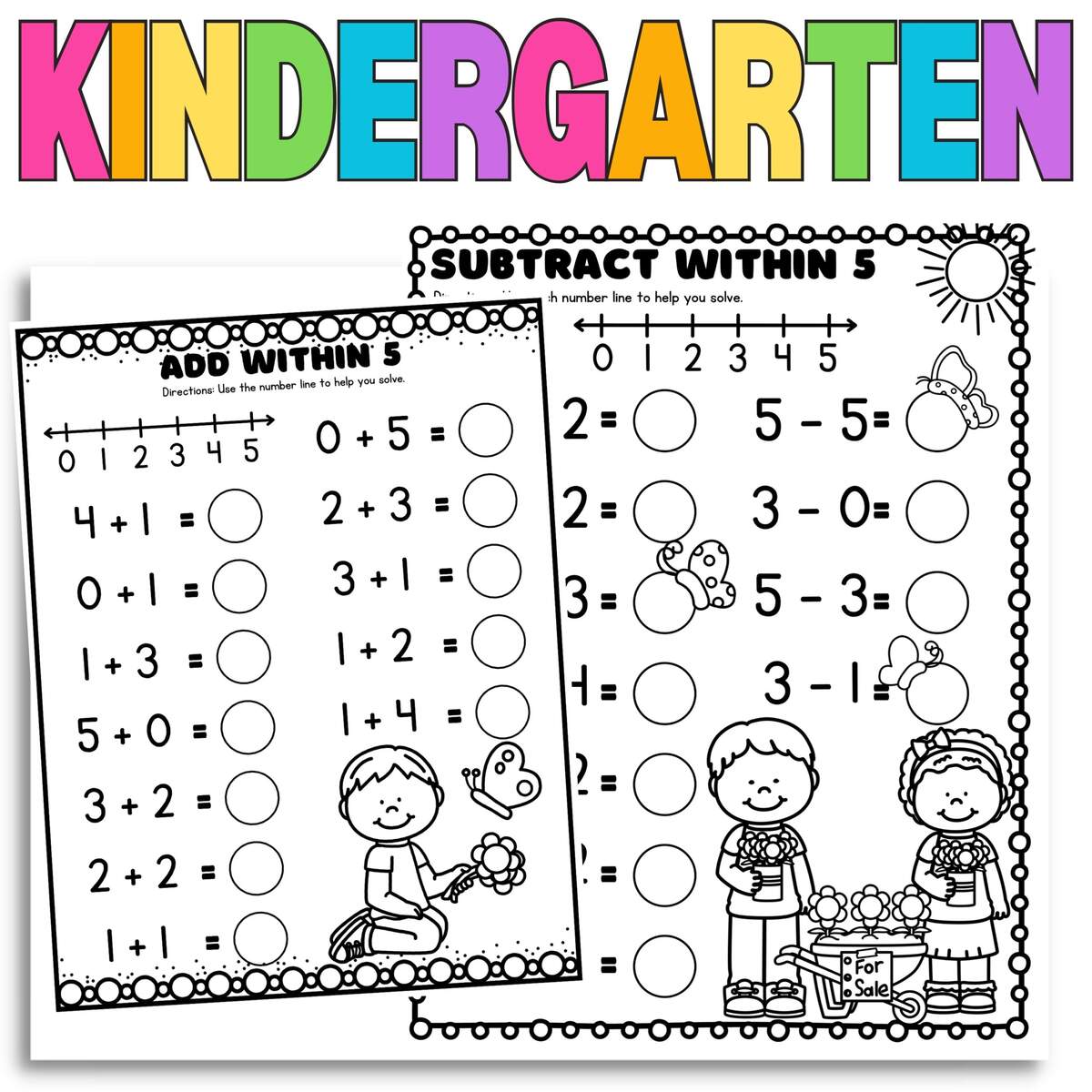 Kindergarten Spring Math Worksheets Addition And Subtraction Within 5 Classful