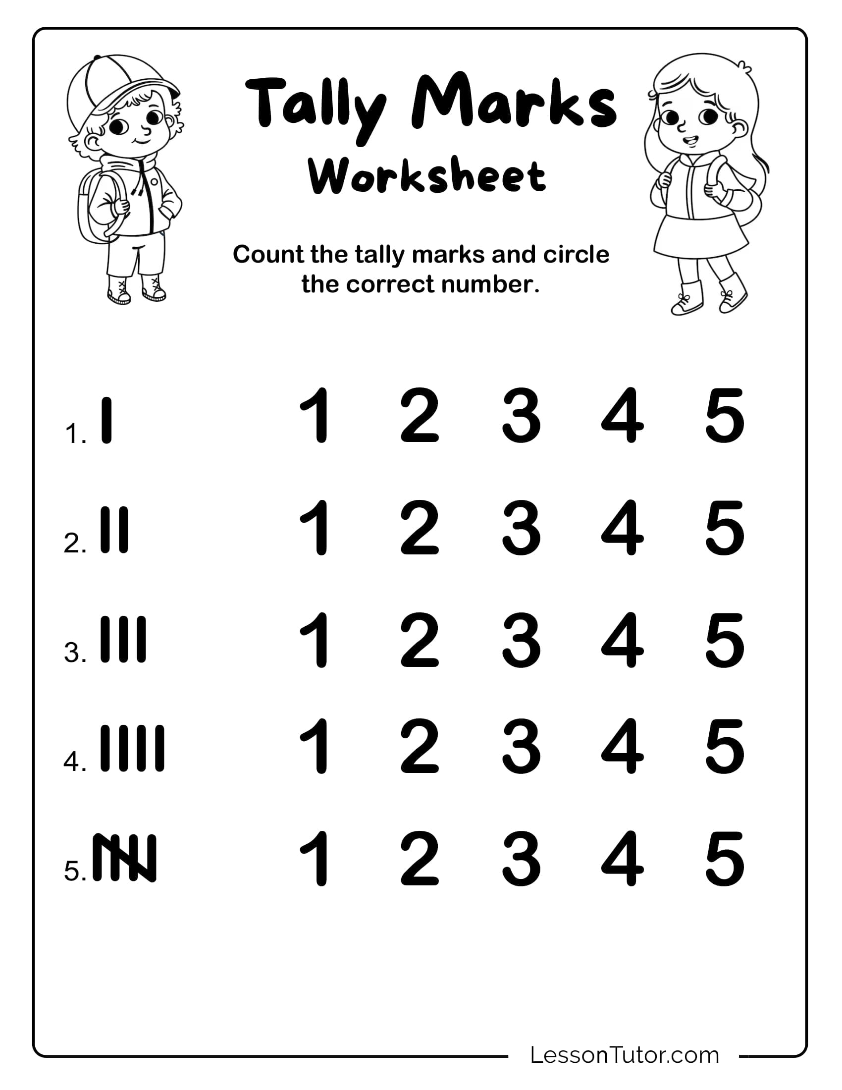 Kindergarten Tally Marks Numbers 1 20 Worksheets Free Coloring Pages PDF Printables And Worksheets Lesson Tutor