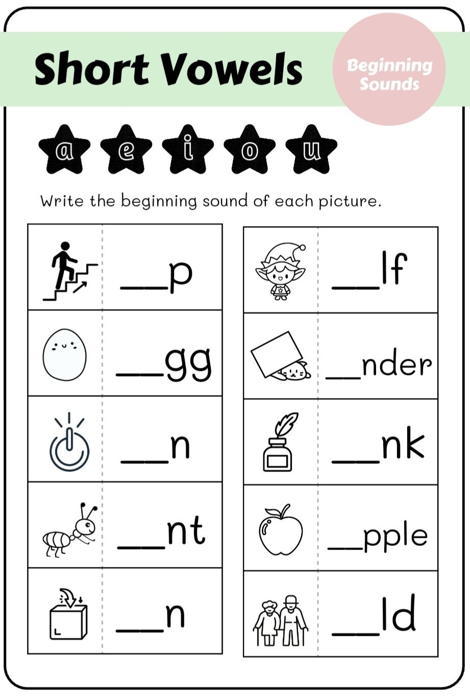 Kindergarten Vowels Worksheets Short And Long Vowels A E I O U Printable Worksheets Etsy Israel