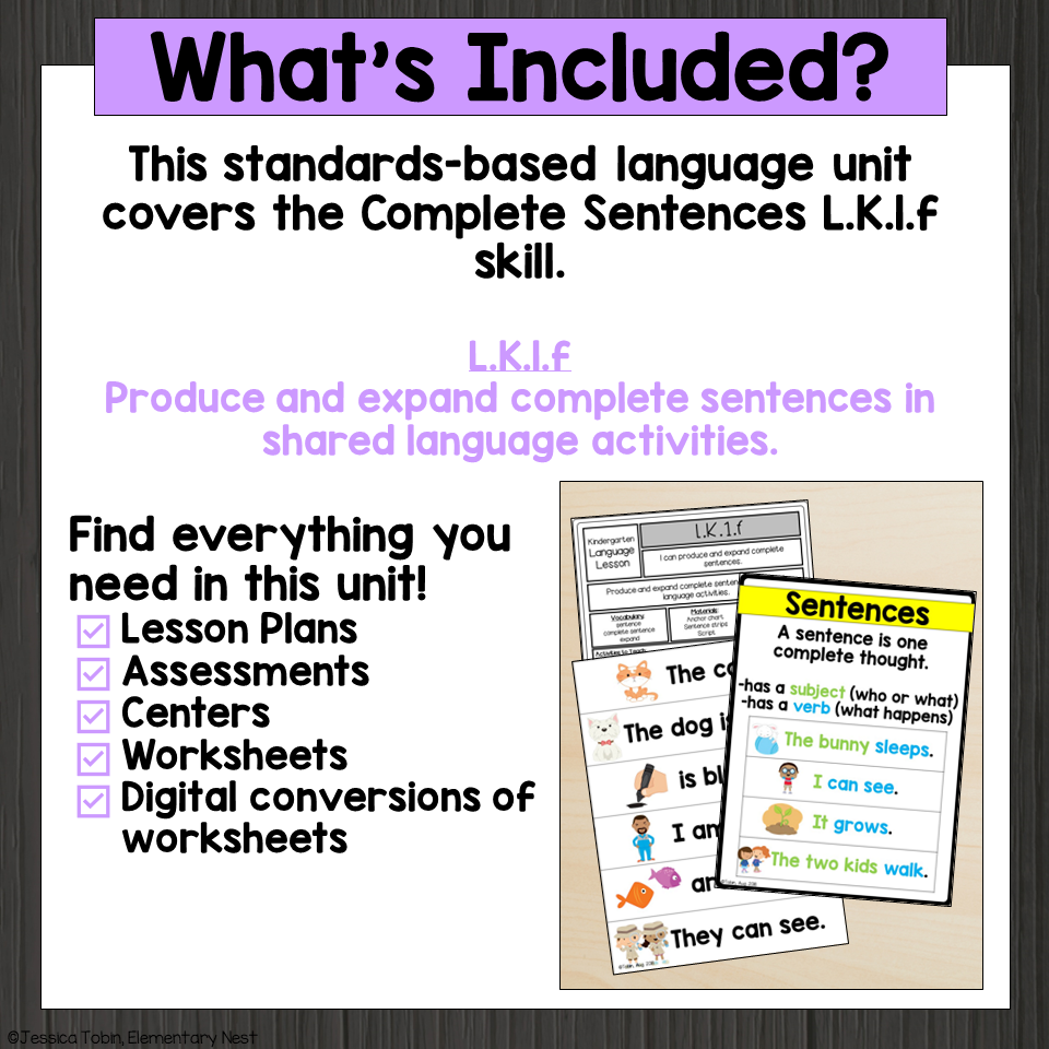L K 1 f Kindergarten Sentences Unit Lessons Sentences Worksheets Centers