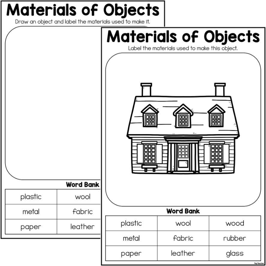 Labelling Materials Of Objects Worksheets Top Teacher 3D Object Worksheet