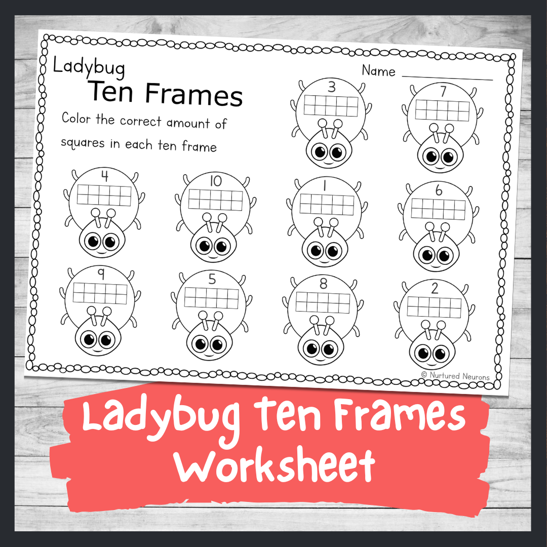 Ladybug Ten Frames Worksheet Kindergarten Printable Nurtured Neurons