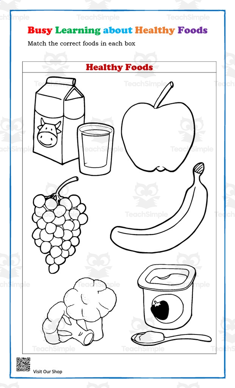 Learning About Healthy Foods Matching Worksheet By Teach Simple Learning About Healthy Foods Matching Worksheet By Teach Simple