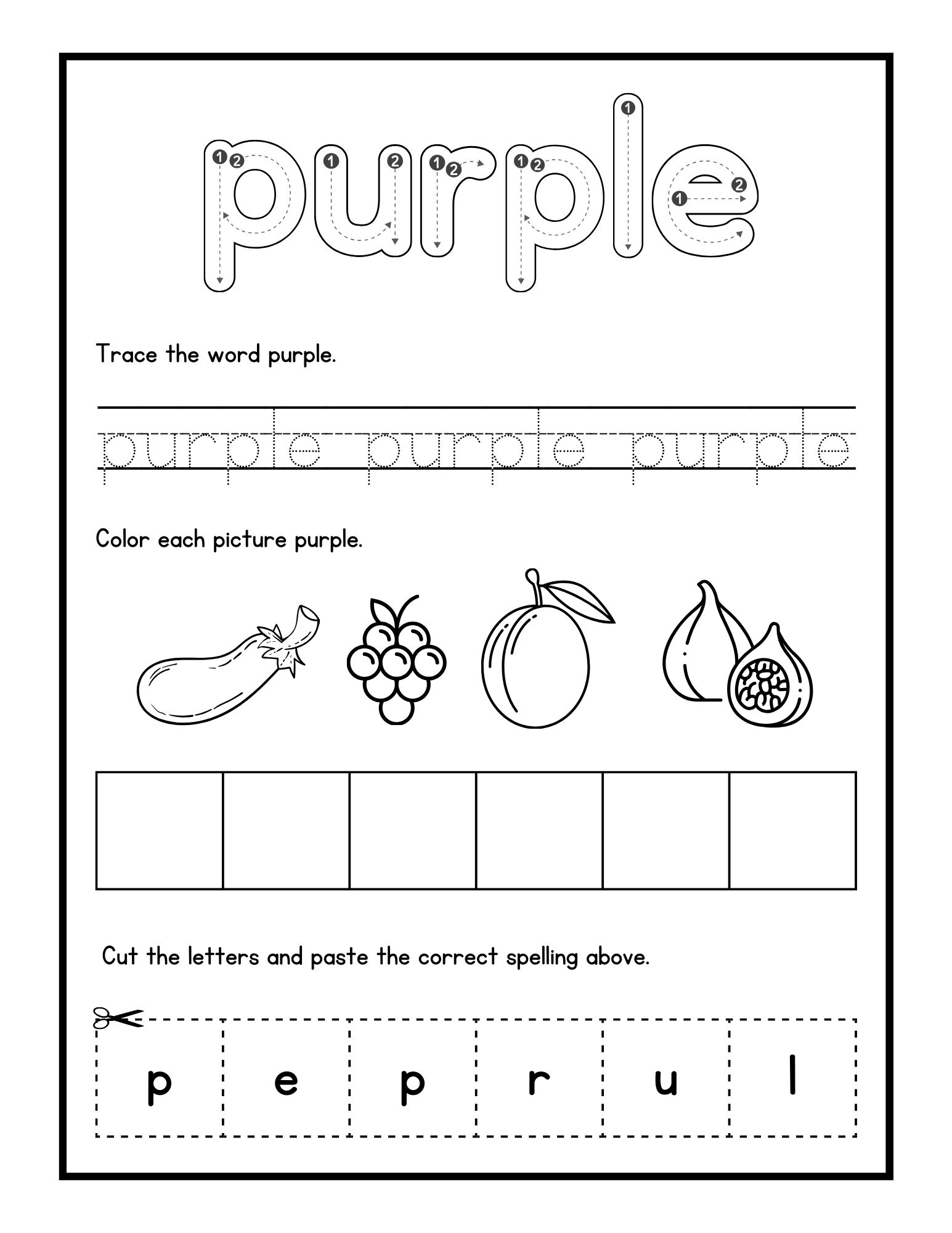 Learning Colors Worksheet Bundle Cut And Color Printable Worksheets Etsy