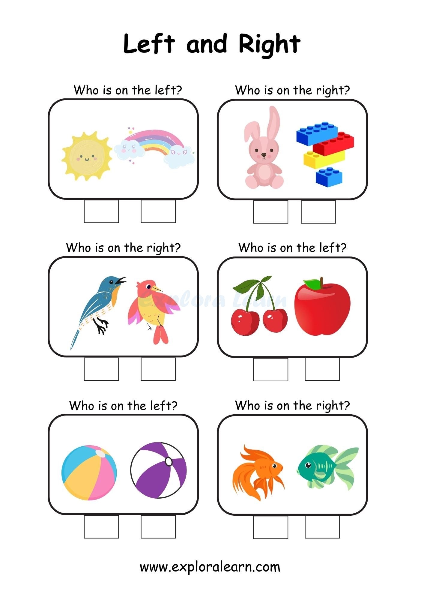 Left And Right Comparison Worksheets For Preschool And Kindergarten 2 To 6 Years Kids Left And Right Comparison Worksheets For Preschool And Kindergarten 2 To 6 Years Kids