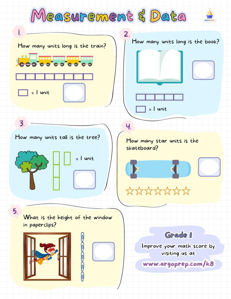 Length Non Standard Units Worksheets Grade 1 ArgoPrep