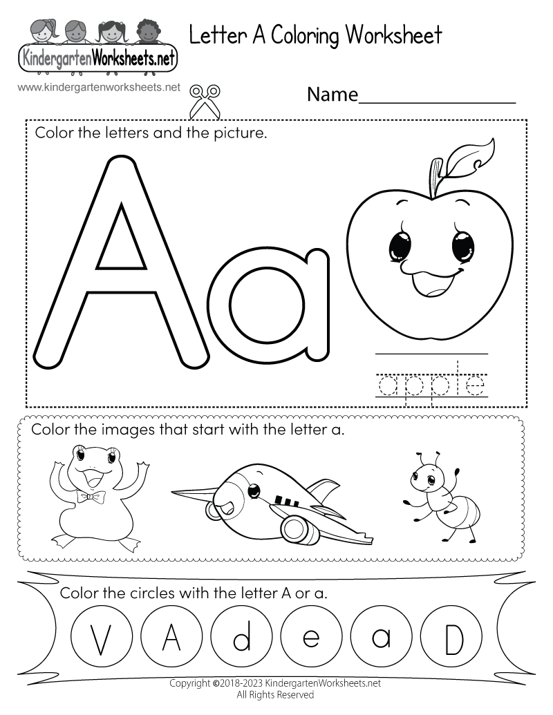 Letter A Coloring Worksheet Free Printable Digital PDF 10 Printable Beginning Letters Worksheets For Kindergarten Preschool Homeschool Educational Printables Etsy