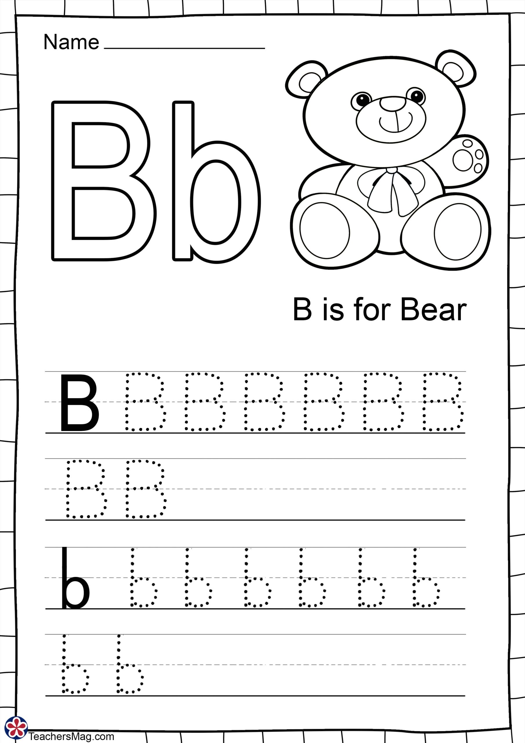 Letter B Free Worksheets TeachersMag Free Printable Letter B Writing Practice Worksheet