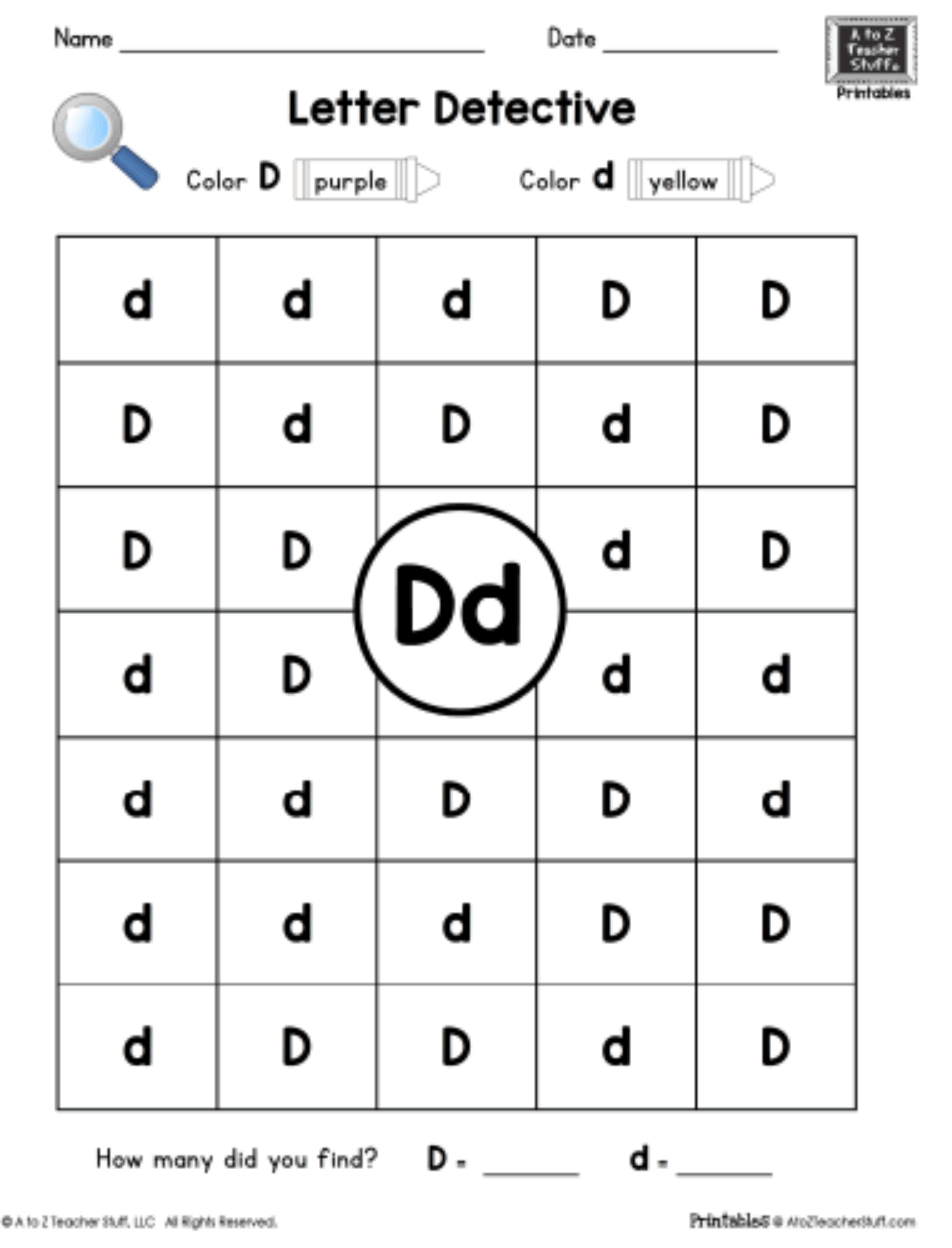 Letter D Letter Detective Uppercase Lowercase Visual Discrimination A To Z Teacher Stuff