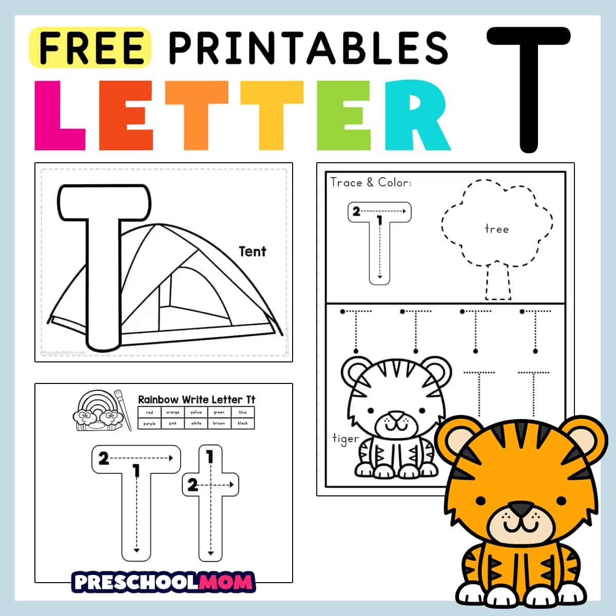 Free Printable Letter T Writing Practice Worksheet
