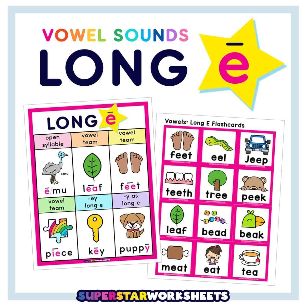 Long E Words Superstar Worksheets