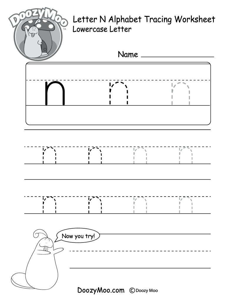 Lowercase Letter N Tracing Worksheet Doozy Moo Letter Recognition Phonics Worksheet N Lowercase Super Simple