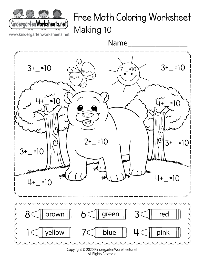 Making 10 Math Coloring Worksheet Free Printable Digital PDF Color By Addition Worksheet Free Printable Digital PDF