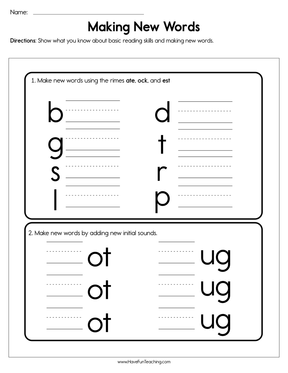 Making New Words Worksheet Have Fun Teaching Basic Sight Words Worksheet Free Printable Digital PDF