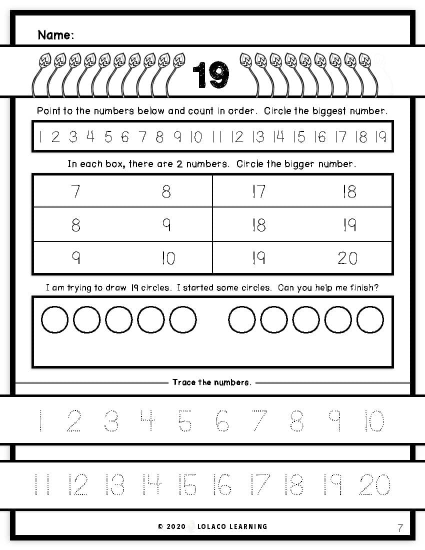 Mastering My Numbers Number 19 Kindergarten Worksheets By Lolaco Learning