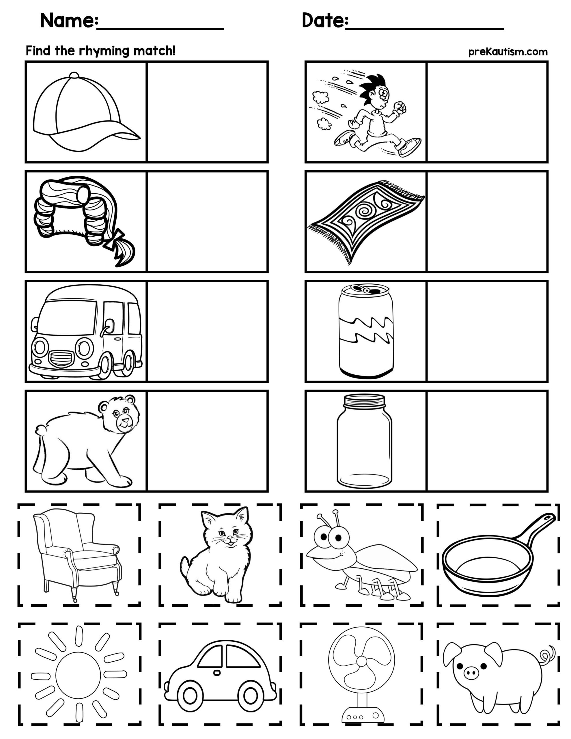 Matching Rhyming Words By PreKautism TPT Matching Rhyming Words By PreKautism TPT