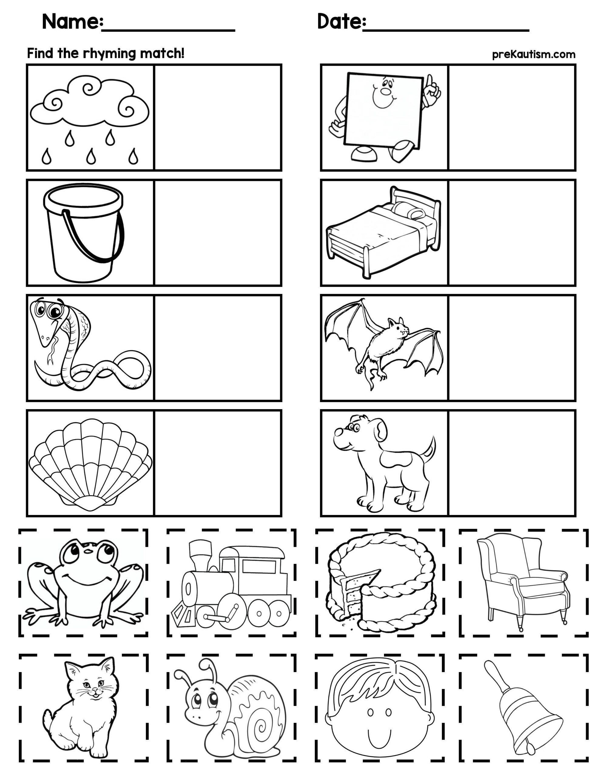 Matching Rhyming Words By PreKautism TPT Matching Rhyming Words By PreKautism TPT