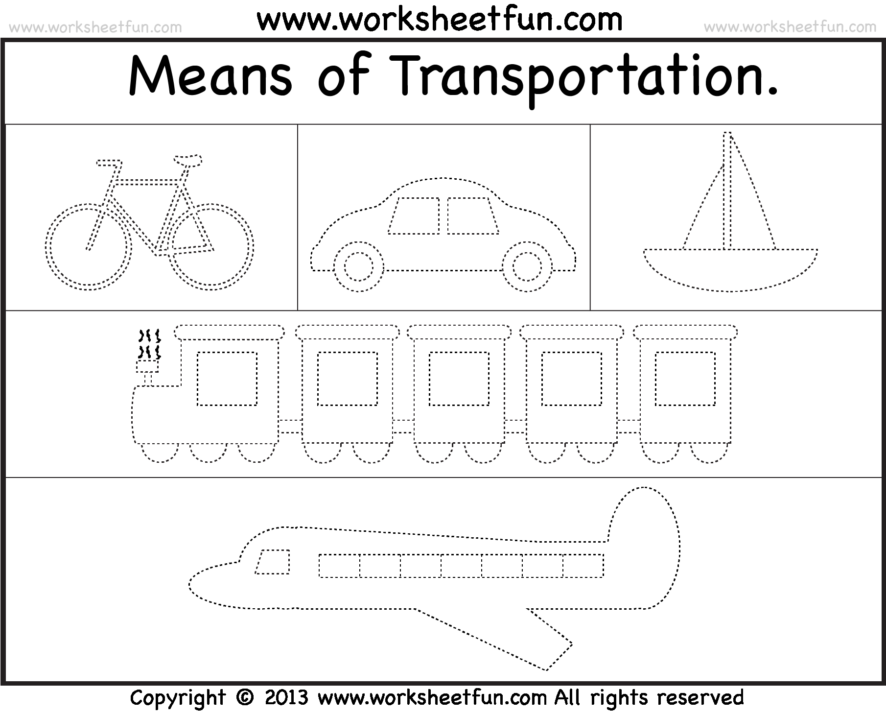 Worksheet Tracing Transportation LookbookEducation