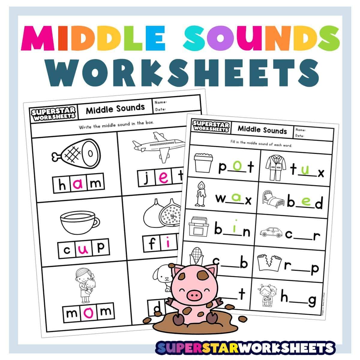 Middle Sounds Worksheets Phonics Activities 1st Grade Pandamania