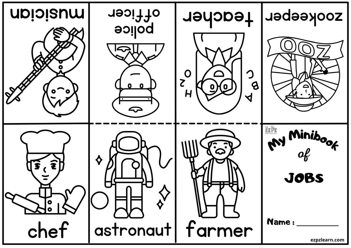 Mini Book Zookeeper Police Teacher Chef Astronaut Farmer And Musician Ezpzlearn