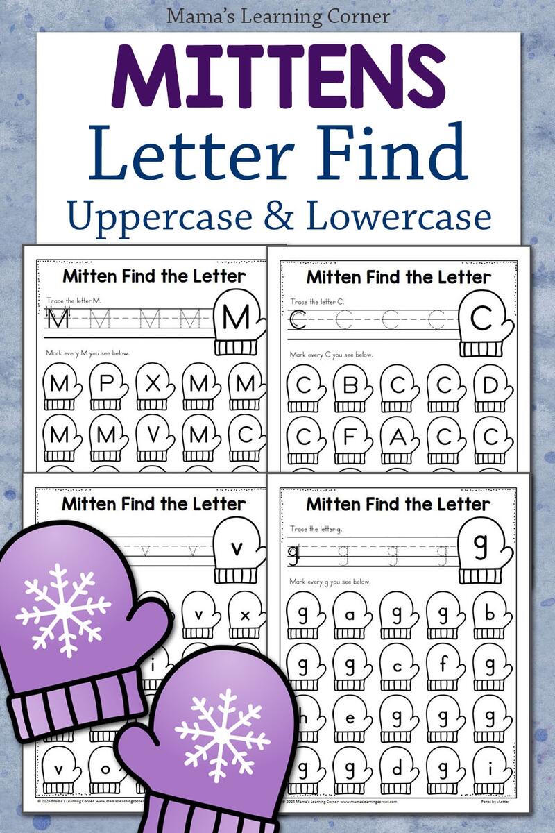 Mittens Find The Letter Worksheets Uppercase And Lowercase Mamas Learning Corner