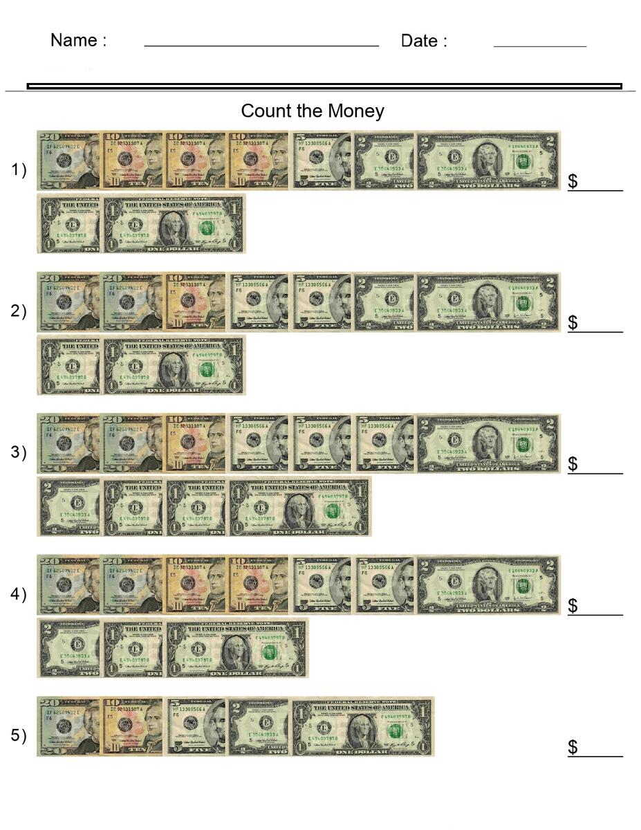 Money Worksheets Counting United States Bills Made By Teachers Money Worksheets Counting United States Bills Made By Teachers