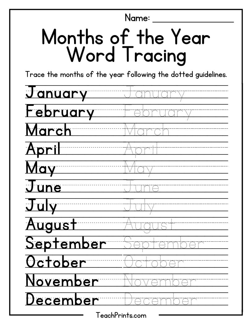 Months Of The Year Worksheets Free PDF Printables Teach Prints