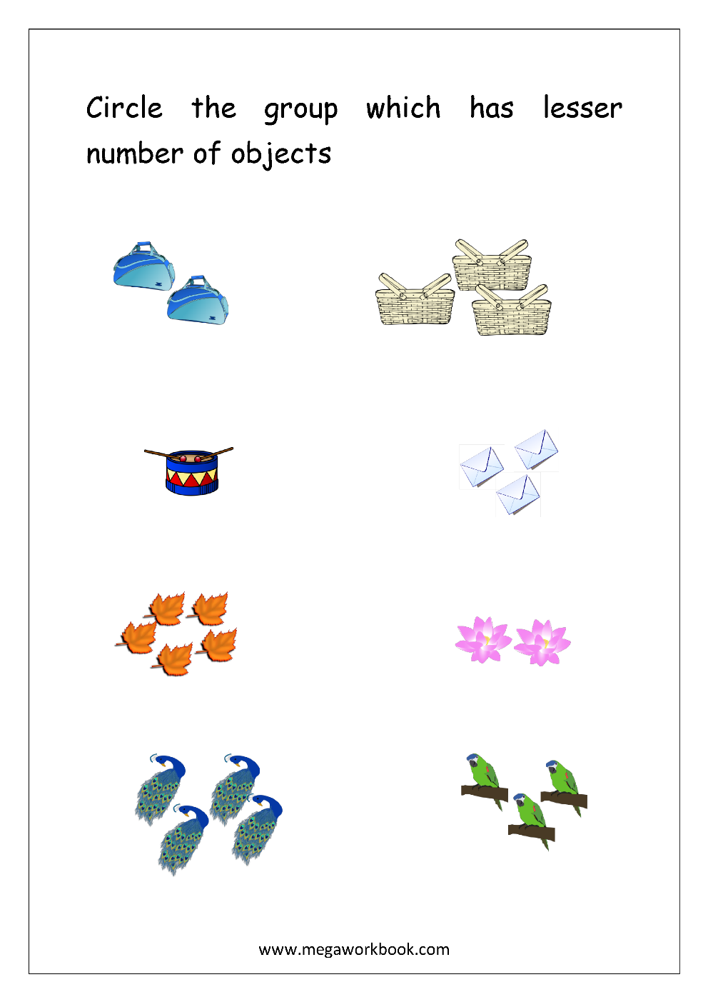 More And Less Worksheets Greater Than Less Than Worksheets For Preschool Kindergarten MegaWorkbook