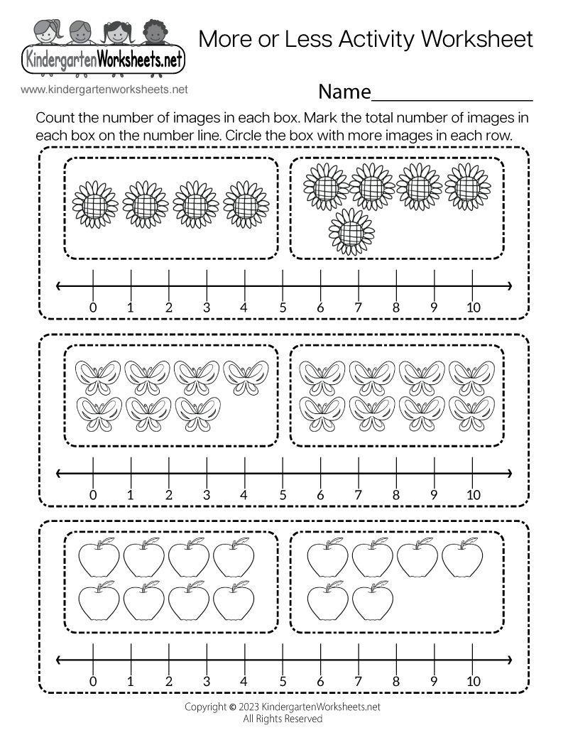 More Or Less Activity Worksheet Free Printable Digital PDF Kindergarten Comparing Numbers Worksheets