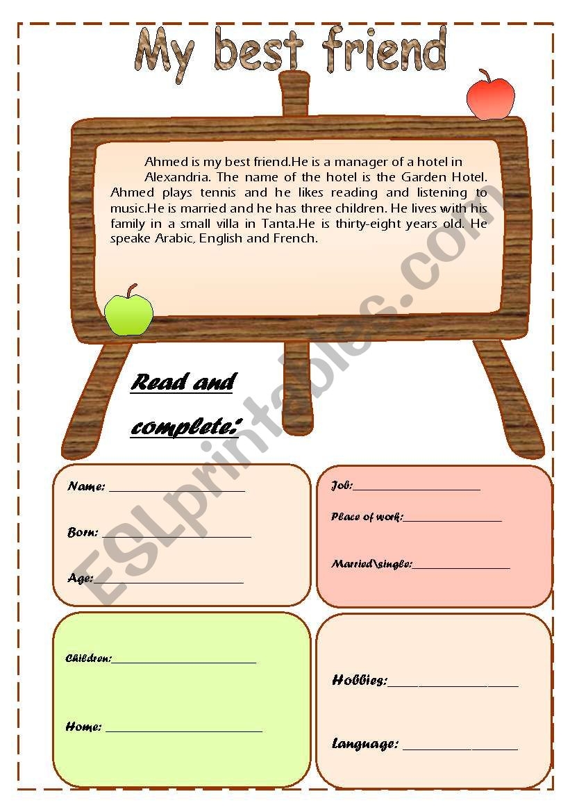 My Best Friend ESL Worksheet By Alfiky