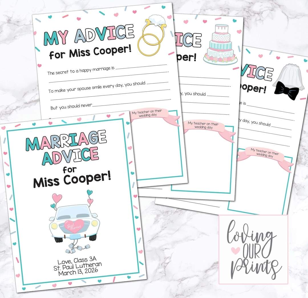 Childrens Advice For Marriage Wedding Advice Book Weddings Kids Table Activity Advice For Bride From Children Advice For Wedding Kids Etsy