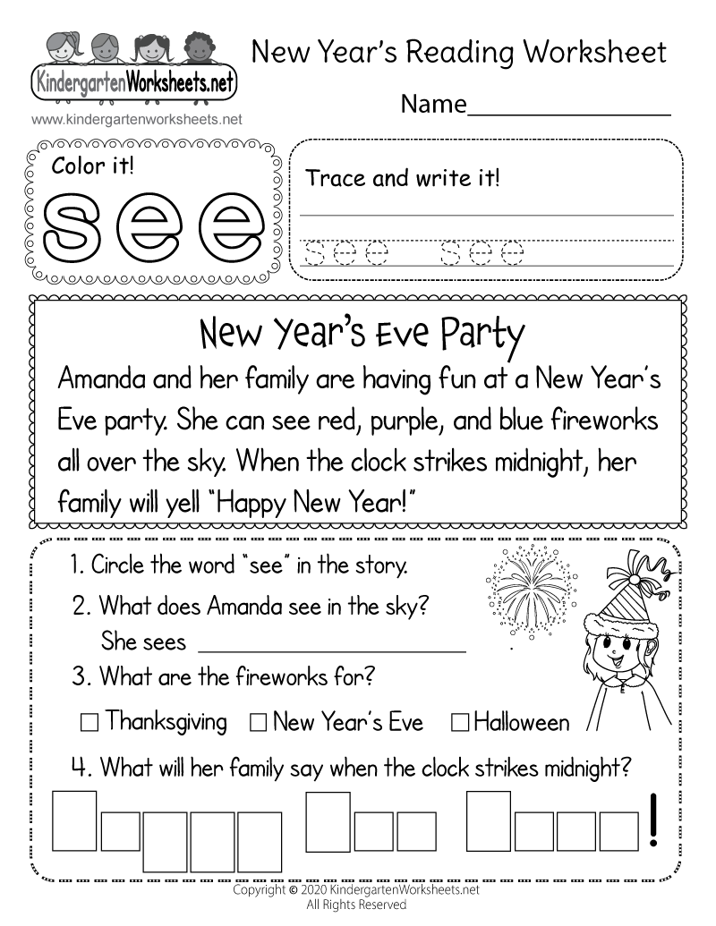 New Year S Reading Worksheet Free Printable Digital PDF New Year Count Color Numbers 6 10 Worksheets For Kindergarten Math Centers Classful