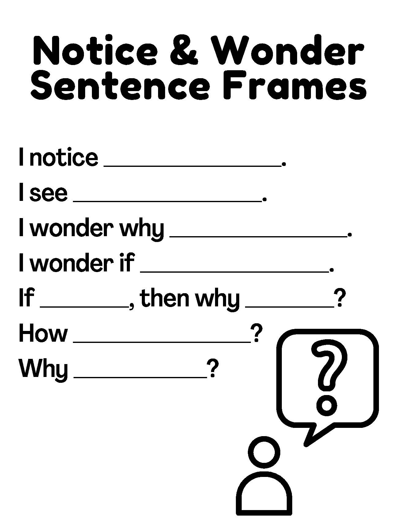 Notice Wonder Sentence Starters By Tools Of An Elementary Teacher Notice Wonder Sentence Starters By Tools Of An Elementary Teacher