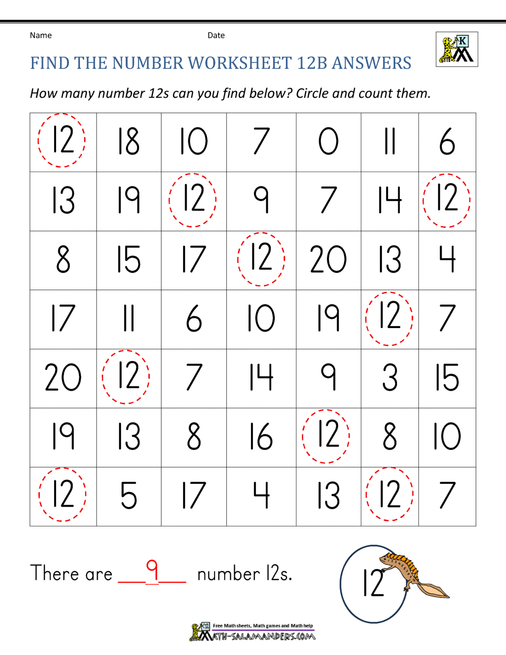 Number 12 Worksheets For Preschool Number 12 Worksheets For Preschool