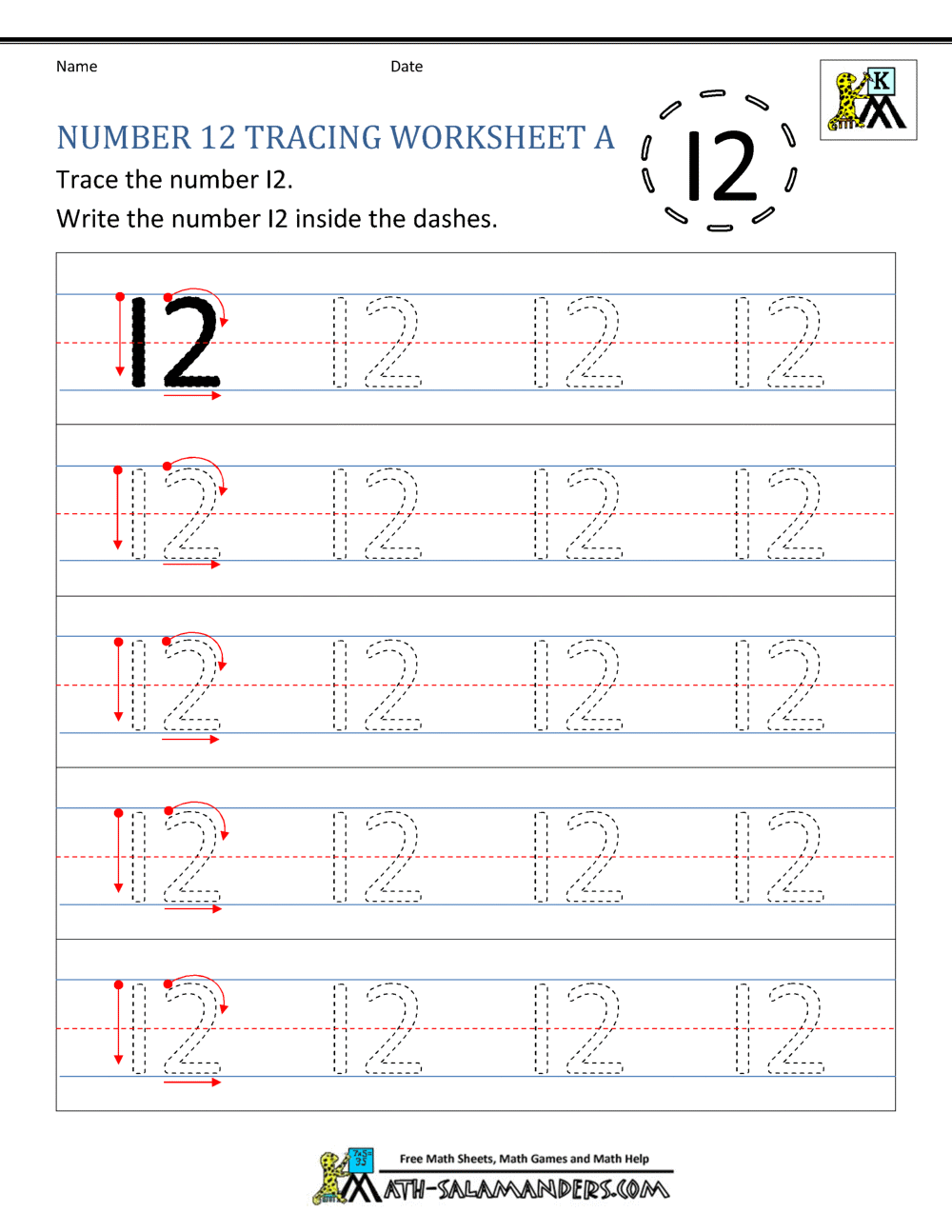Number 12 Worksheets For Preschool Mastering My Numbers Number 12 Kindergarten Worksheets By Lolaco Learning
